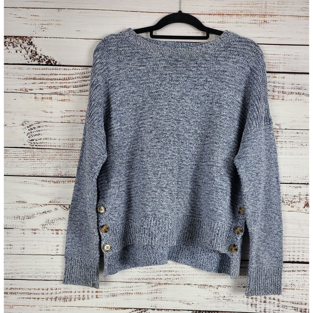 Joie Boxy Fit Sweater L Womens Blue Long Sleeve Crew Neck Pullover Cottage Core